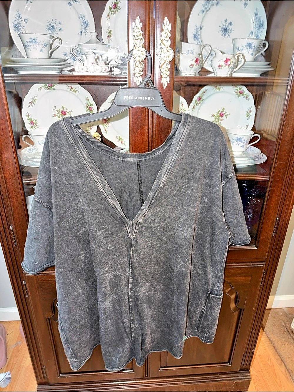 Free People Charcoal Gray Short Sleeve romper